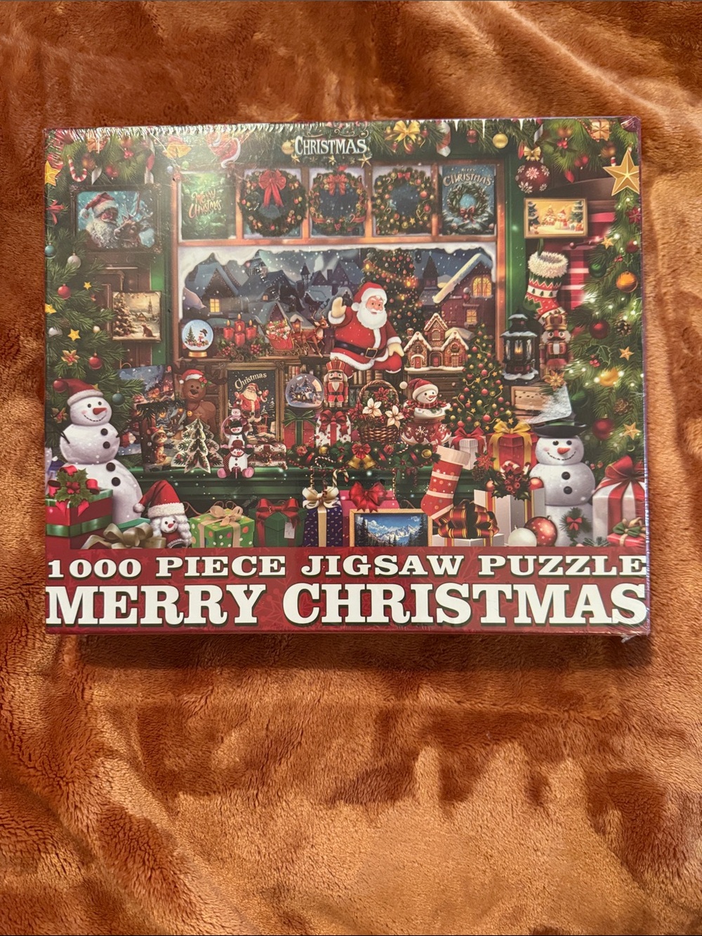 New sealed Merry Christmas 1000-Piece Jigsaw Puzzle - Holiday Scene (Red, Green)